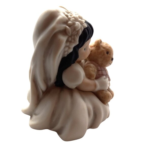 Precious Moments Love Bears All Things Figurine Bride Holding Teddy Bear 1995 - Picture 2 of 7